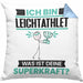 Leichtathlet Kissen mit Füllung 40x40 Geschenk für Leichtathlet Geburtstag Lustiger Spruch Was Ist Deine Superkraft (Grau) Blau Trendation