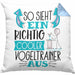 Vogeltrainer Kissen mit Füllung 40x40 So Sieht Ein Richtig Cooler Vogeltrainer Aus Geschenk Lustiger Spruch Geschenkidee (Grau) Blau Trendation