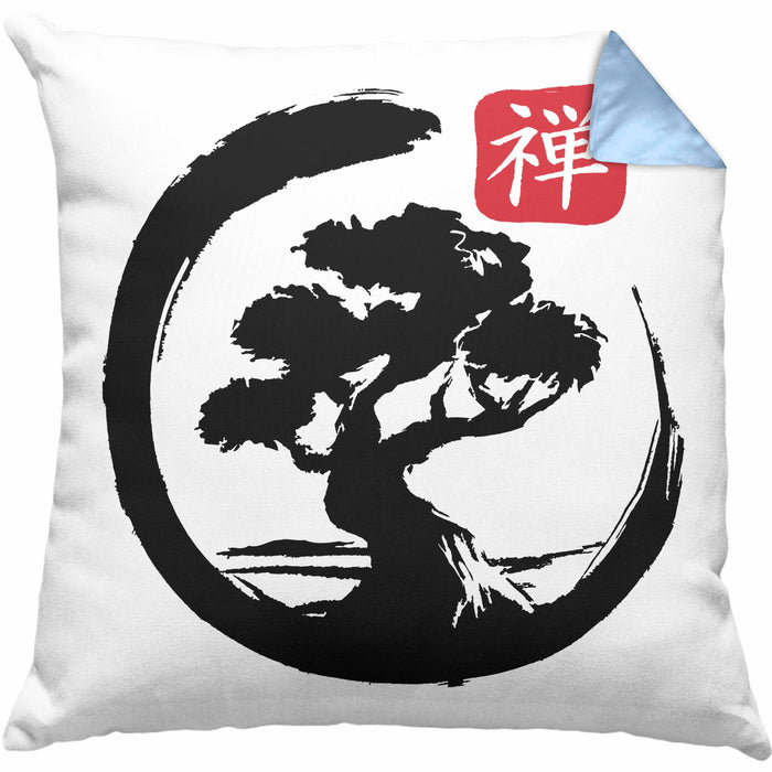 Lustige Bonsai Kissen mit Füllung 40x40 Geschenk für Bonsai-Liebhaber Silhoette (Grau) Blau Trendation