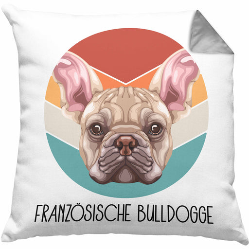 Französische Bulldogge Besitzer Kissen mit Füllung 40x40 Geschenk Lustiger Spruch Geschenkidee Französische Bulldogge Mama Papa (Grau) Grau Trendation