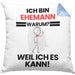 Ehemann Geschenk Kissen mit Füllung 40x40 Lustiger Spruch Ich Bin Ehemann Warum Weil Ich Es Kann Geschenkidee Bester Ehemann Geburtstag (Grau) Blau Trendation
