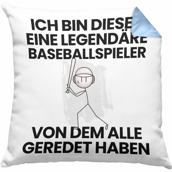 Baseballspieler Geschenk Kissen mit Füllung 40x40 Lustige Geschenkidee Geburtstag für Baseballspieler Ich Bin Dieser Legendäre Baseballspieler Von Dem Alle Geredet Haben (Grau) Blau Trendation