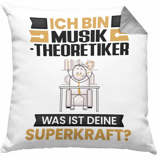 Musiktheoretiker Kissen mit Füllung 40x40 Geschenk für Musiktheoretiker Geburtstag Lustiger Spruch Was Ist Deine Superkraft (Grau) Grau Trendation