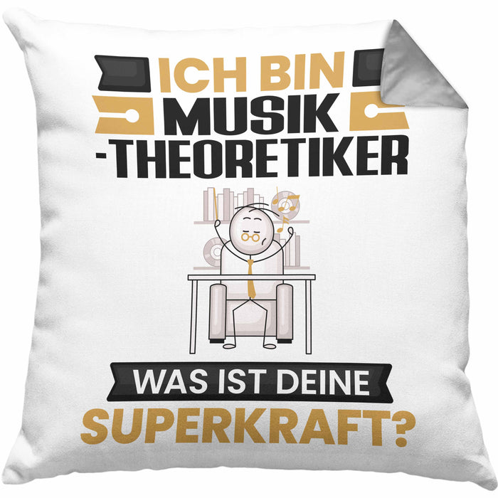 Musiktheoretiker Kissen mit Füllung 40x40 Geschenk für Musiktheoretiker Geburtstag Lustiger Spruch Was Ist Deine Superkraft (Grau) Grau Trendation