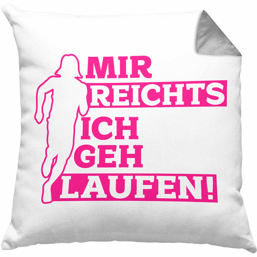 Joggen Kissen mit Füllung 40x40 "Mir Reichts Ich Geh Laufen" Geschenk für Joggerinnen (Grau) Grau Trendation