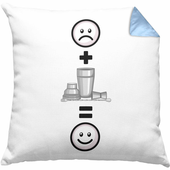 Barkeeper Kissen mit Füllung 40x40 Geschenk für Barkepper :( + Bartender = :) Lustige Geschenkidee Geburtstag (Grau) Blau Trendation