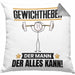 Gewichtheber Kissen mit Füllung 40x40 Geschenk für Gewichtheber Der Mann Der Alles Kann Geschenkidee zum Geburtstag (Grau) Grau Trendation