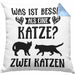 Katze Spruch Kissen mit Füllung 40x40 Lustig Geschenk Cat Kaffee Grafik Katzenliebhaber Geschenke Katzen (Grau) Blau Trendation