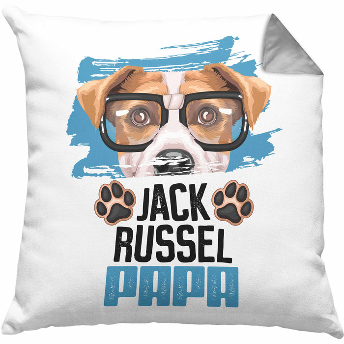 Jack Russell Papa Besitzer Kissen mit Füllung 40x40 Geschenk Lustiger Spruch Geschenkidee Jack Russell Liebhaber (Grau) Grau Trendation