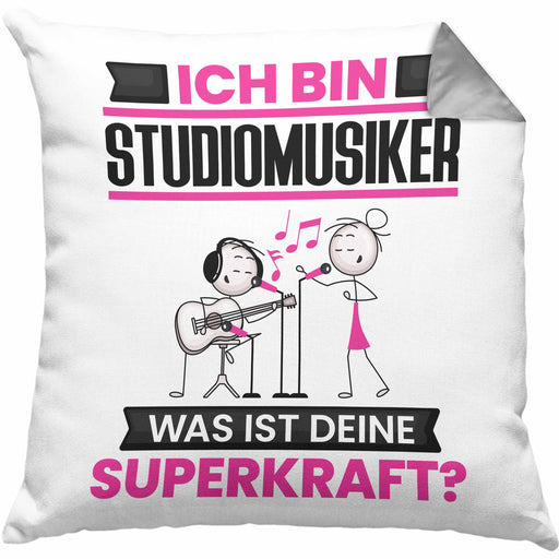 Studiomusiker Kissen mit Füllung 40x40 Geschenk für Studiomusiker Geburtstag Lustiger Spruch Was Ist Deine Superkraft (Grau) Grau Trendation