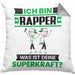 Rapper Kissen mit Füllung 40x40 Geschenk für Rapper Geburtstag Lustiger Spruch Was Ist Deine Superkraft (Grau) Grau Trendation