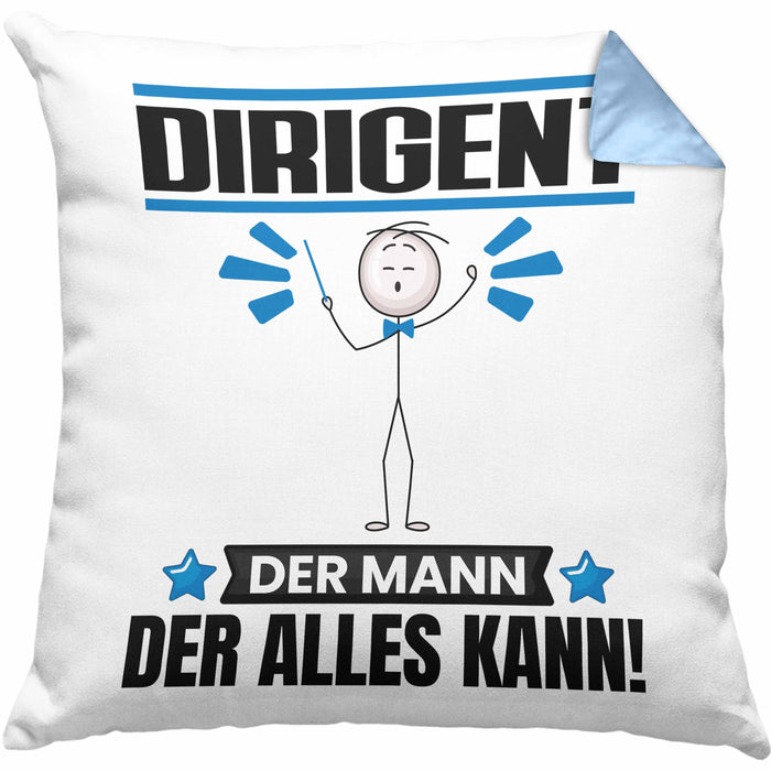Dirigent Kissen mit Füllung 40x40 Geschenk für Dirigent Der Mann Der Alles Kann Geschenkidee zum Geburtstag (Grau) Blau Trendation