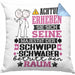 Schwippschwager Geschenk Kissen mit Füllung 40x40 Lustiger Spruch Erheben Sie Sich Der Schwippschwager Betritt den Raum (Grau) Blau Trendation