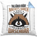 Waschbär Kissen mit Füllung 40x40 Geschenk Tagsüber Müde Nachts Wach Lustiger Spruch Frauen Nachtaktiv (Grau) Blau Trendation
