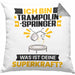 Trampolinspringer Kissen mit Füllung 40x40 Geschenk für Trampolinspringer Geburtstag Lustiger Spruch Was Ist Deine Superkraft (Grau) Grau Trendation