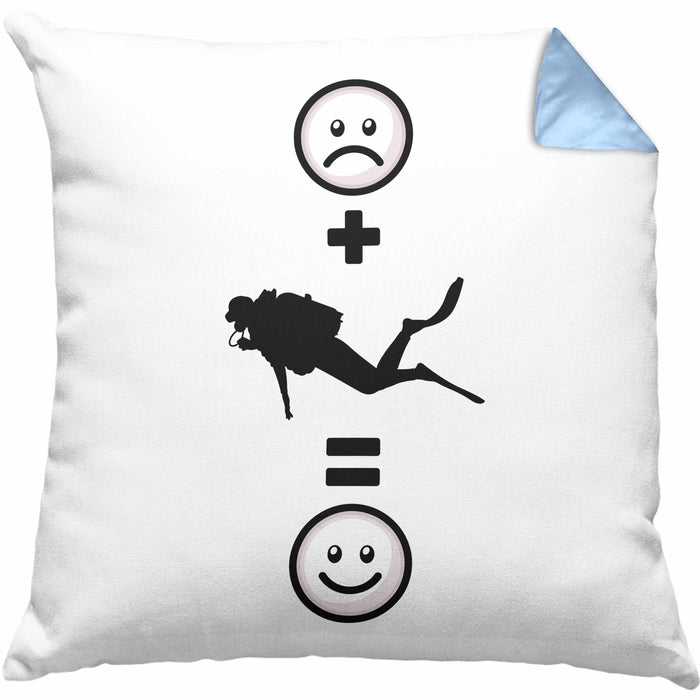 Tauchen Kissen mit Füllung 40x40 Geschenk für Taucher :( + Tauchen = :) Lustige Geschenkidee Geburtstag (Grau) Blau Trendation