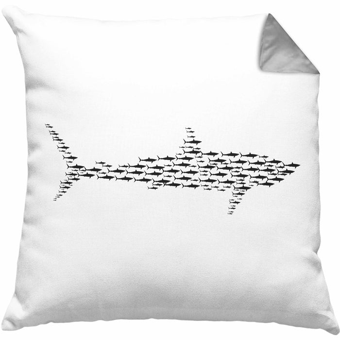 Kissen mit Füllung 40x40 mit Haifisch-Grafik als Geschenkidee Haifisch Haise Geschenk (Grau) Grau Trendation