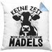 Landwirt Bauer Kissen mit Füllung 40x40 Geschenk Keine Zeit Ich Muss Zu Meinen Mädels Kuh Rind Grafik (Grau) Blau Trendation
