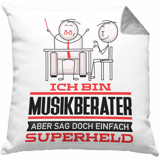 Musikberater Geschenk Kissen mit Füllung 40x40 Ich Bin Musikberater Aber Sag Doch Einfach Superheld Lustige Geschenkdiee für Musikberater (Grau) Grau Trendation