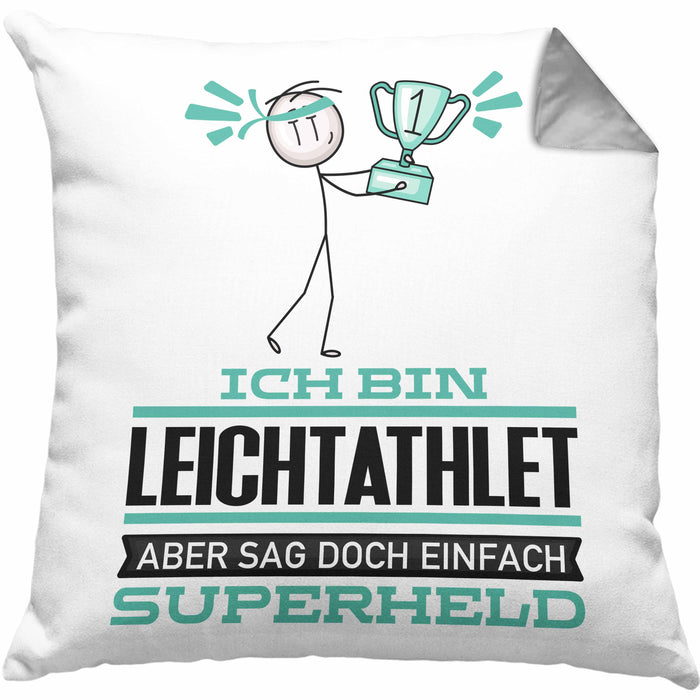 Leichtathlet Geschenk Kissen mit Füllung 40x40 Ich Bin Leichtathlet Aber Sag Doch Einfach Superheld Lustige Geschenkdiee für Leichtathlet (Grau) Grau Trendation