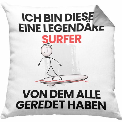 Surfer Geschenk Kissen mit Füllung 40x40 Lustige Geschenkidee Geburtstag für Surfer Ich Bin Dieser Legendäre Surfer Von Dem Alle Geredet Haben (Grau) Grau Trendation