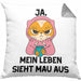 Dank Meme Kissen mit Füllung 40x40 Katzen Besitzer Wortspiel Ja Mein Leben Sieht Mau Aus Traurige Katze Geschenkidee Saure Katze Astronaut (Grau) Grau Trendation