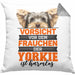 Yorkie-Besitzer Geschenk Kissen mit Füllung 40x40 Hund Yorkie Liebhaber Geschenkidee Vorsicht Vor Dem Frauchen Der Yorkie Ist Harmlos (Grau) Grau Trendation