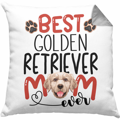 Golden Retriever Mom Besitzerin Kissen mit Füllung 40x40 Geschenk Lustiger Spruch Geschenkidee Besitzerin Golden Retriever Mama (Grau) Grau Trendation
