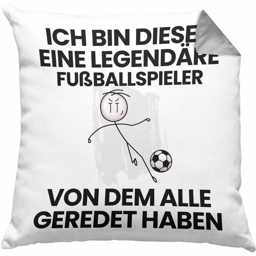 Fußballspieler Geschenk Kissen mit Füllung 40x40 Lustige Geschenkidee Geburtstag für Fußballspieler Ich Bin Dieser Legendäre Fußballspieler Von Dem Alle Geredet Haben (Grau) Grau Trendation