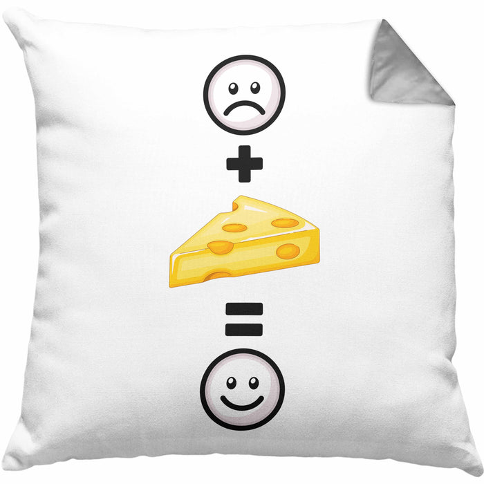 Käse Kissen mit Füllung 40x40 Geschenk für Käse-Liebhaber Fans Lustige Geschenkidee :( + Käse = :) Geburtstag (Grau) Grau Trendation