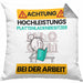 Plattenladenbesitzer Kissen mit Füllung 40x40 Geschenk Lustiger Spruch Geschenkidee für Plattenladenbesitzer Achtung Hochleistungs Plattenladenbesitzer Bei Der Arbeit (Grau) Grau Trendation