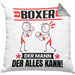 Boxer Kissen mit Füllung 40x40 Geschenk für Boxer Der Mann Der Alles Kann Geschenkidee zum Geburtstag (Grau) Grau Trendation