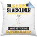 Slackliner Kissen mit Füllung 40x40 Geschenk für Slackliner Geburtstag Lustiger Spruch Was Ist Deine Superkraft (Grau) Blau Trendation