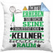 Kellner Geschenk Kissen mit Füllung 40x40 Lustiger Spruch Erheben Sie Sich Der Kellner Betritt den Raum (Grau) Blau Trendation