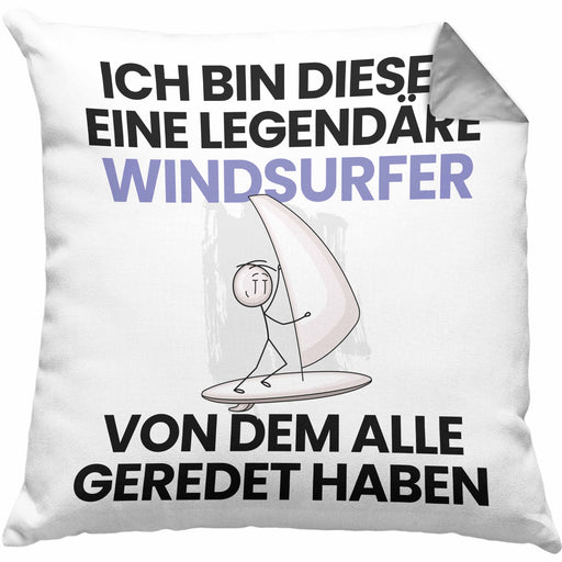 Windsurfer Geschenk Kissen mit Füllung 40x40 Lustige Geschenkidee Geburtstag für Windsurfer Ich Bin Dieser Legendäre Windsurfer Von Dem Alle Geredet Haben (Grau) Grau Trendation