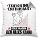 Trekking-Enthusiast Kissen mit Füllung 40x40 Geschenk für Trekking-Enthusiast Der Mann Der Alles Kann Geschenkidee zum Geburtstag (Grau) Grau Trendation