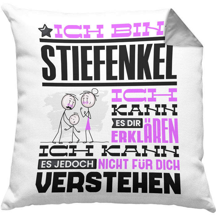 Stiefenkel Geschenk Kaffee-Kissen mit Füllung 40x40 Geschenkidee für Stiefenkel Ich Bin Stiefenkel Ich Kann Es Dir Erklären Jedoch Nicht Für Dich Verstehen Spruch Lustig (Grau) Grau Trendation