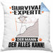 Survival-Experte Kissen mit Füllung 40x40 Geschenk für Survival-Experte Der Mann Der Alles Kann Geschenkidee zum Geburtstag (Grau) Blau Trendation