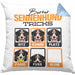 Berner Sennen Besitzer Kissen mit Füllung 40x40 Geschenk Lustiger Spruch Geschenkidee Berner Sennen Tricks Bleib (Grau) Blau Trendation