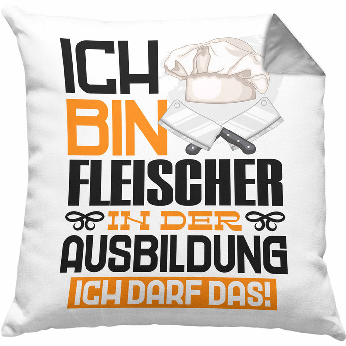 Fleischer Ausbildung Kissen mit Füllung 40x40 Geschenk Ich Bin Fleischer In Der Ausbildung Ich Darf Das Geschenkidee Spruch (Grau) Grau Trendation