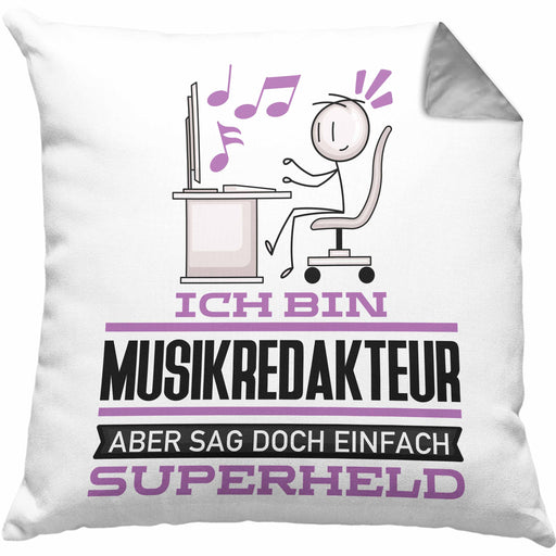 Musikredakteur Geschenk Kissen mit Füllung 40x40 Ich Bin Musikredakteur Aber Sag Doch Einfach Superheld Lustige Geschenkdiee für Musikredakteur (Grau) Grau Trendation