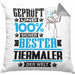 Tiermaler Geschenk Lustiger Spruch für Tiermaler Geschenkidee Bester Tiermaler Der WeltKissen mit Füllung 40x40 (Grau) Grau Trendation