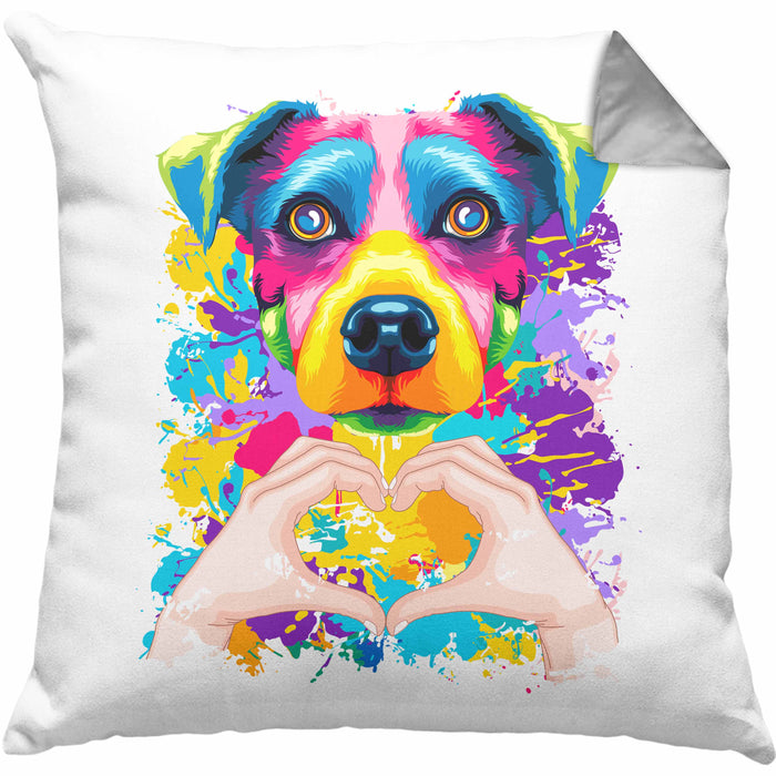 Jack Russell Besitzer Farbe Love Kissen mit Füllung 40x40 Geschenk Lustiger Spruch Geschenkidee Jack Russell Besitzerin (Grau) Grau Trendation