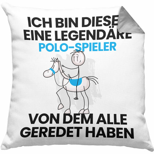 Polo-Spieler Geschenk Kissen mit Füllung 40x40 Lustige Geschenkidee Geburtstag für Polo-Spieler Ich Bin Dieser Legendäre Polo-Spieler Von Dem Alle Geredet Haben (Grau) Grau Trendation