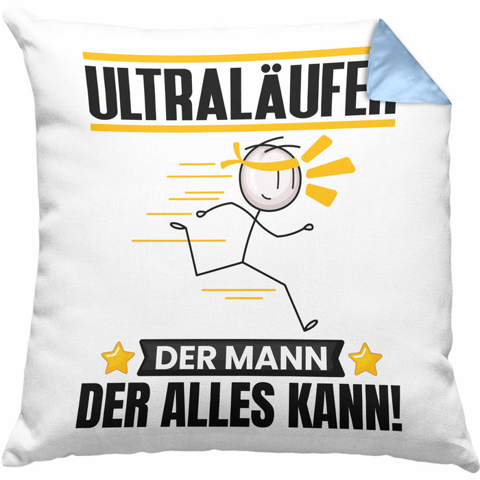 Ultraläufer Kissen mit Füllung 40x40 Geschenk für Ultraläufer Der Mann Der Alles Kann Geschenkidee zum Geburtstag (Grau) Blau Trendation