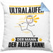 Ultraläufer Kissen mit Füllung 40x40 Geschenk für Ultraläufer Der Mann Der Alles Kann Geschenkidee zum Geburtstag (Grau) Blau Trendation