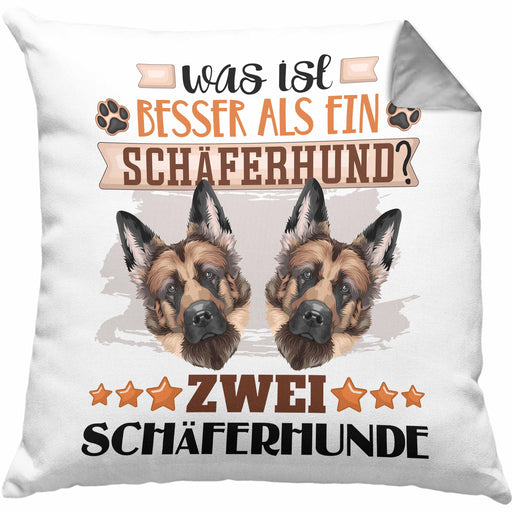 Schäferhund Besitzer Kissen mit Füllung 40x40 Geschenk Lustiger Spruch Geschenkidee Was Ist Besser Als Ein Schäferhund (Grau) Grau Trendation