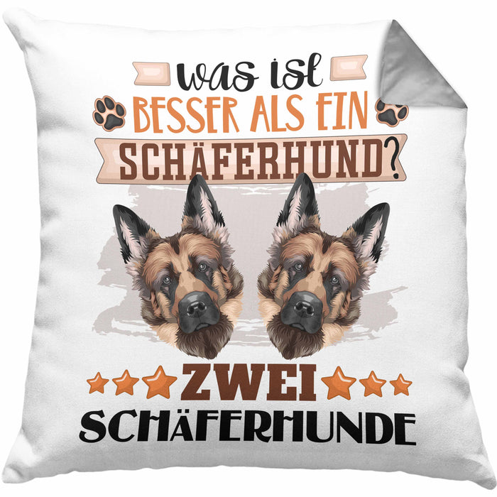 Schäferhund Besitzer Kissen mit Füllung 40x40 Geschenk Lustiger Spruch Geschenkidee Was Ist Besser Als Ein Schäferhund (Grau) Grau Trendation