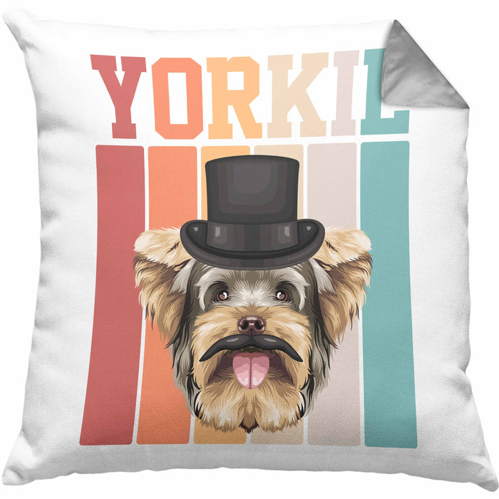Yorkie Besitzer Kissen mit Füllung 40x40 Geschenk Lustiger Spruch Geschenkidee Retro Vinatge Yorkie (Grau) Grau Trendation