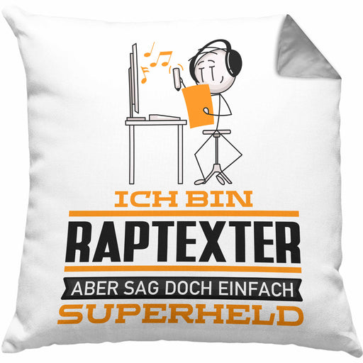 Raptexter Geschenk Kissen mit Füllung 40x40 Ich Bin Raptexter Aber Sag Doch Einfach Superheld Lustige Geschenkdiee für Raptexter (Grau) Grau Trendation